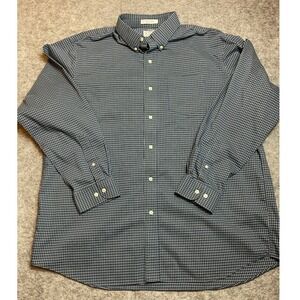 LL Bean Mens XL Regular Blue Grid Wrinkle Free Traditional Fit Button Down Shirt